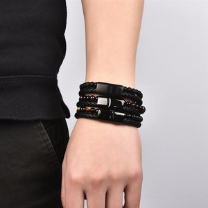 Bracelet en Cuir Panthère Noire