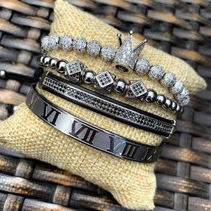 Bracelet Romain™ "Couronne Royale Or 4 pcs"