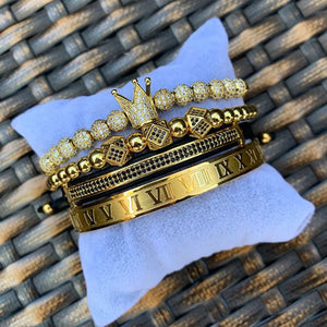 Bracelet Romain™ "Couronne Royale Or 4 pcs"