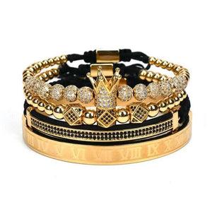 Bracelet Romain™ "Couronne Royale Or 4 pcs"