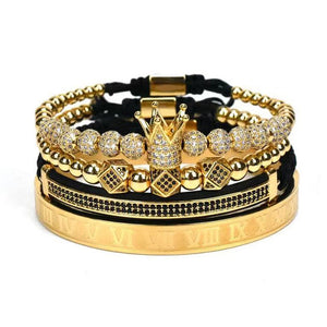 Bracelet Romain™ "Couronne Royale Or 4 pcs"