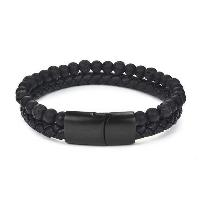 Bracelet en Cuir Panthère Noire